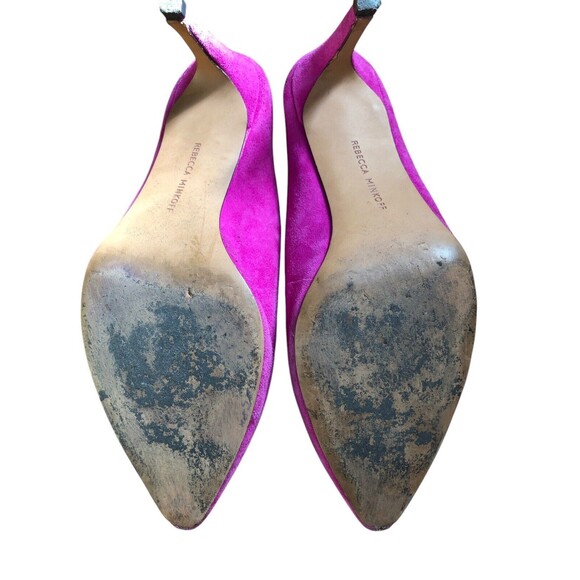 Rebecca Minkoff Slip On Mule 3.5" Heels Fuchsia Pink Suede Womens Size 7.5 - Picture 9 of 10